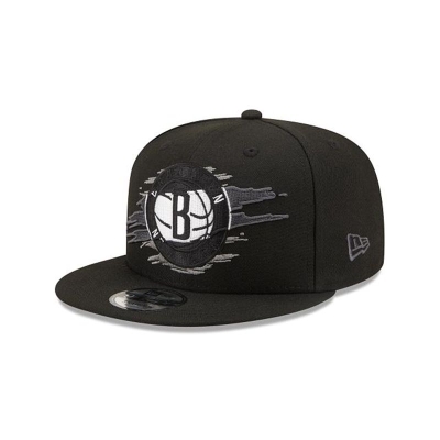 Black Brooklyn Nets Hat - New Era NBA Logo Tear 9FIFTY Snapback Caps USA9417632